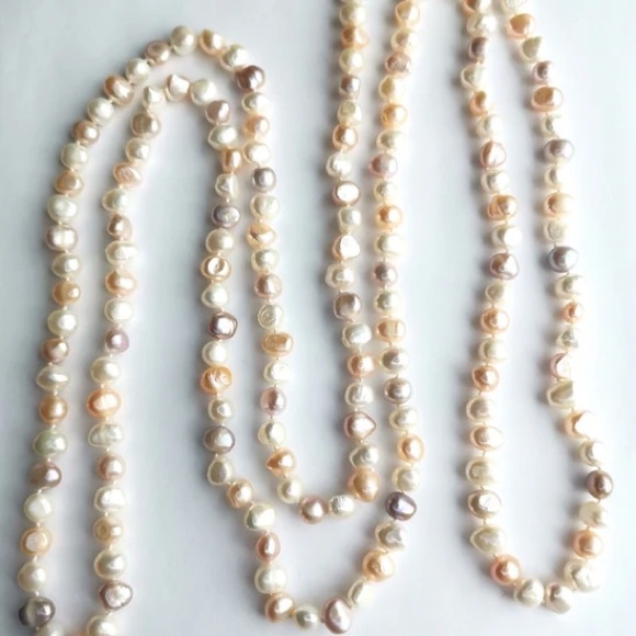 Iris & Lily London Pearl Necklace in Peaches & Cream ~ Baroque Style by 62”L NWT - Picture 5 of 16